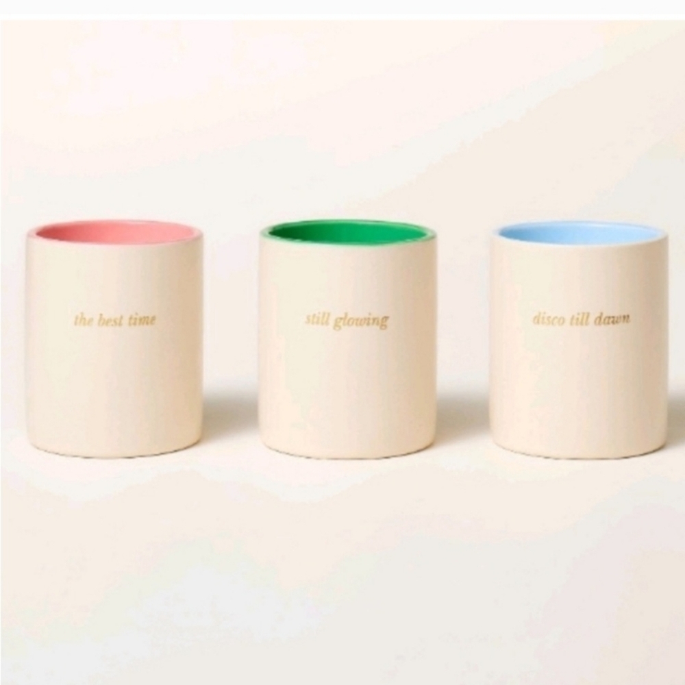 Kate Spade X Target 3ct Sented Ceramic Jar Candle Set Cream/Green/ Pink/Blue - Picture 8 of 8